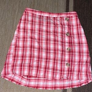 red plaid skirt